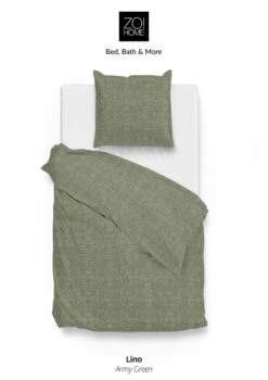 Zo!Home Lino Dekbedovertrek Army Green -Exporteren Droomnest Winkel zo home bettwasche lino army green 5