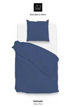 Zo!Home Satinado Dekbedovertrek Blue -Exporteren Droomnest Winkel zo home bettwasche satinado navy blue 1 1