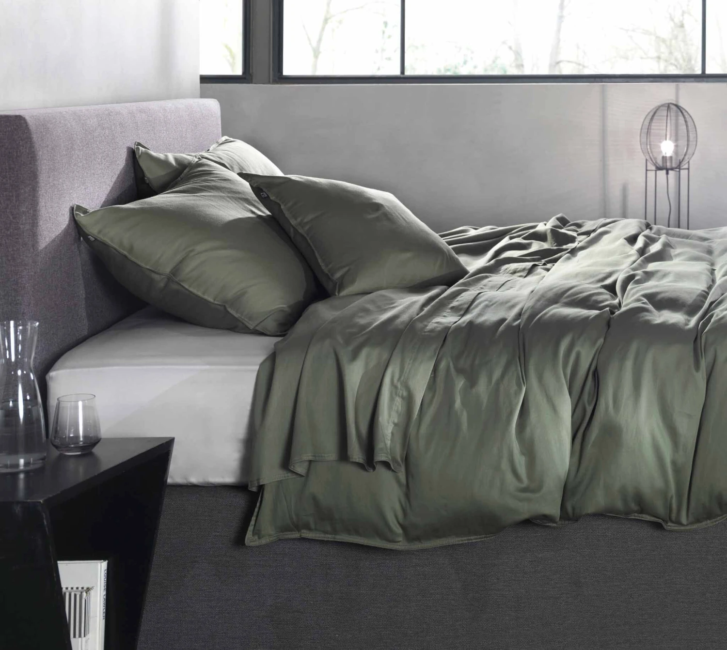 Zo!Home Satinado Dekbedovertrek Army Green 2 Zo!Home Satinado Dekbedovertrek Army Green - Afbeelding 2