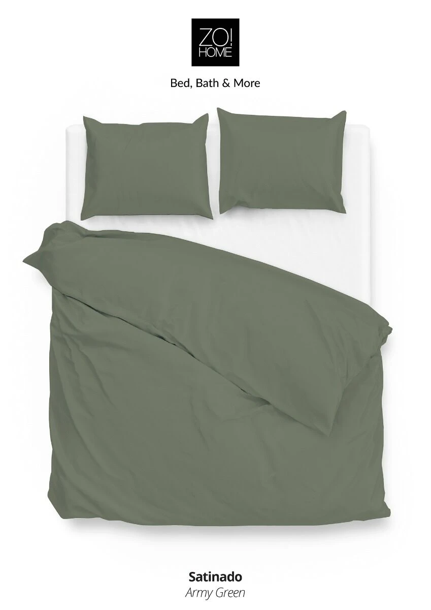 Zo!Home Satinado Dekbedovertrek Army Green 1 Zo!Home Satinado Dekbedovertrek Army Green