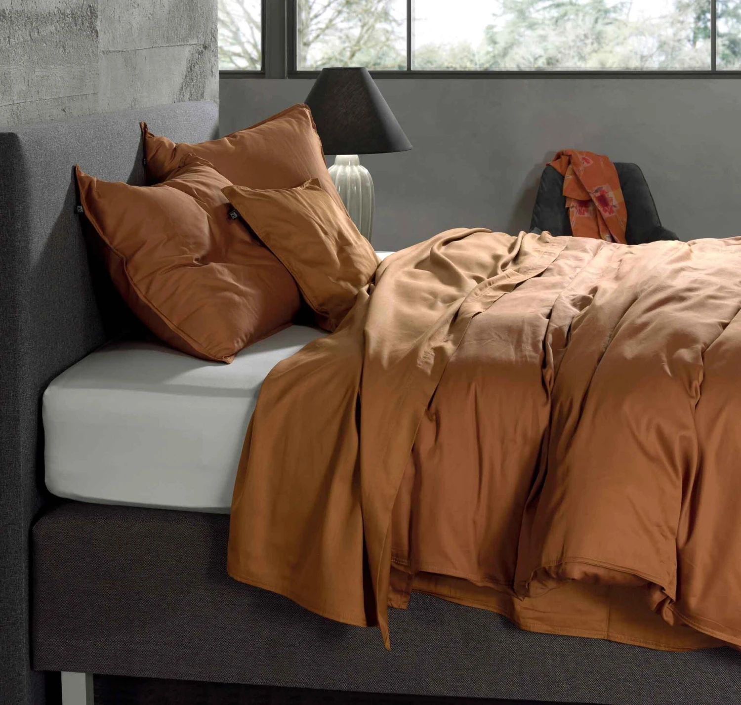 Zo!Home Satinado Dekbedovertrek Cognac Brown 6 Zo!Home Satinado Dekbedovertrek Cognac Brown - Afbeelding 6