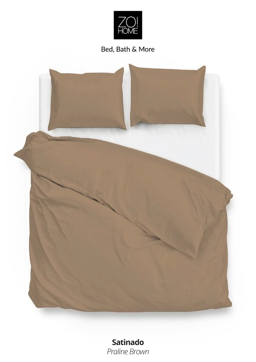 Zo!Home Satinado Dekbedovertrek Praline Brown 1 Zo!Home Satinado Dekbedovertrek Praline Brown
