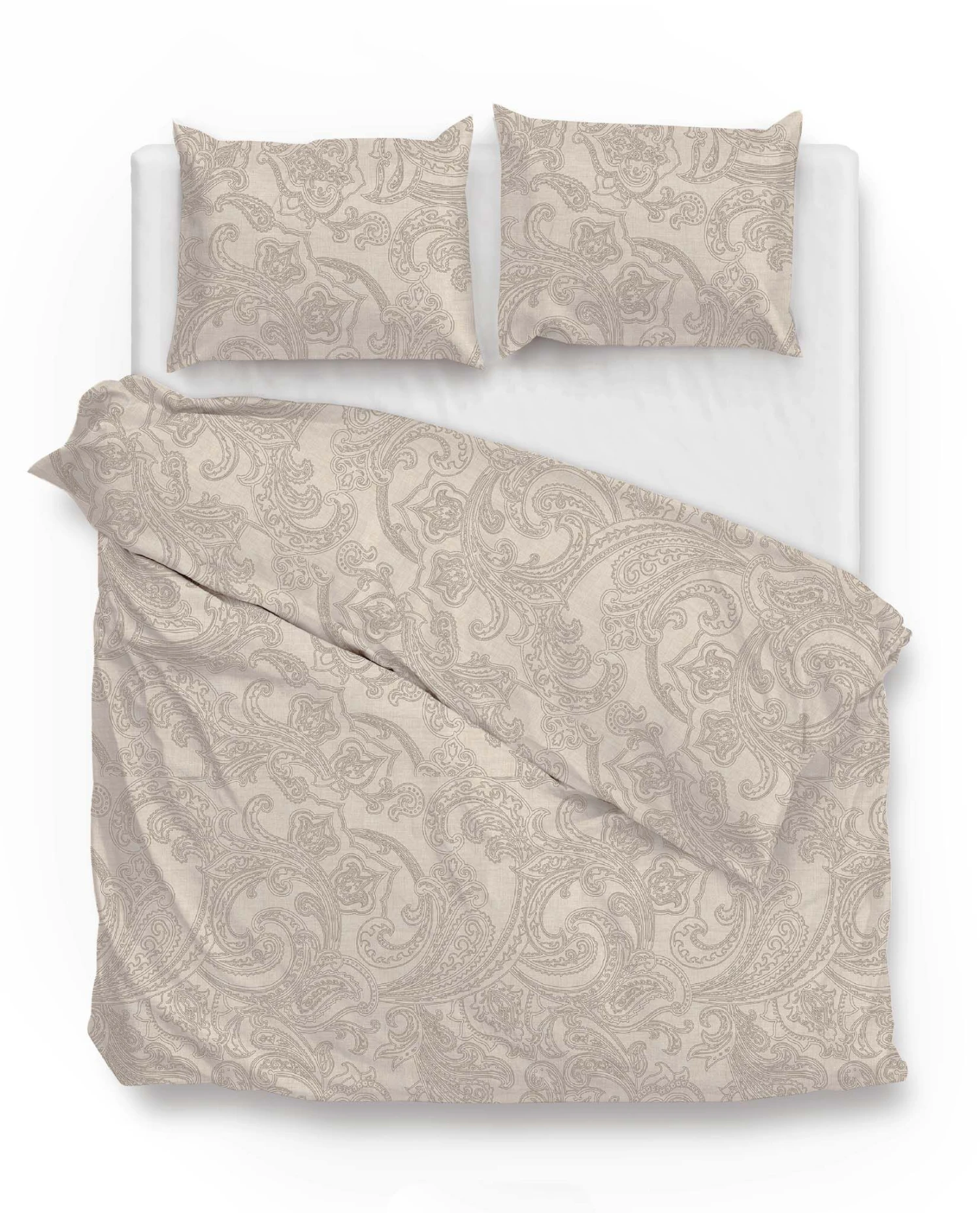 Zo!Home Paisley Di Lino Dekbedovertrek Sandy Beige 1 Zo!Home Paisley Di Lino Dekbedovertrek Sandy Beige