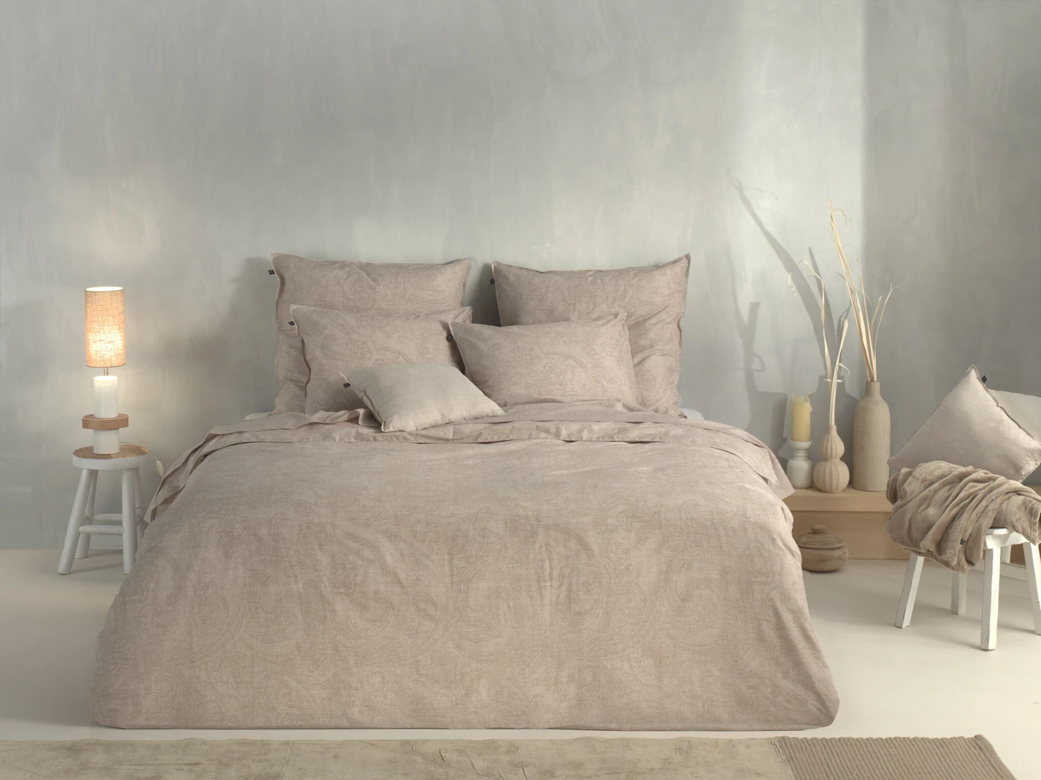 Zo!Home Paisley Di Lino Dekbedovertrek Sandy Beige 4 Zo!Home Paisley Di Lino Dekbedovertrek Sandy Beige - Afbeelding 4